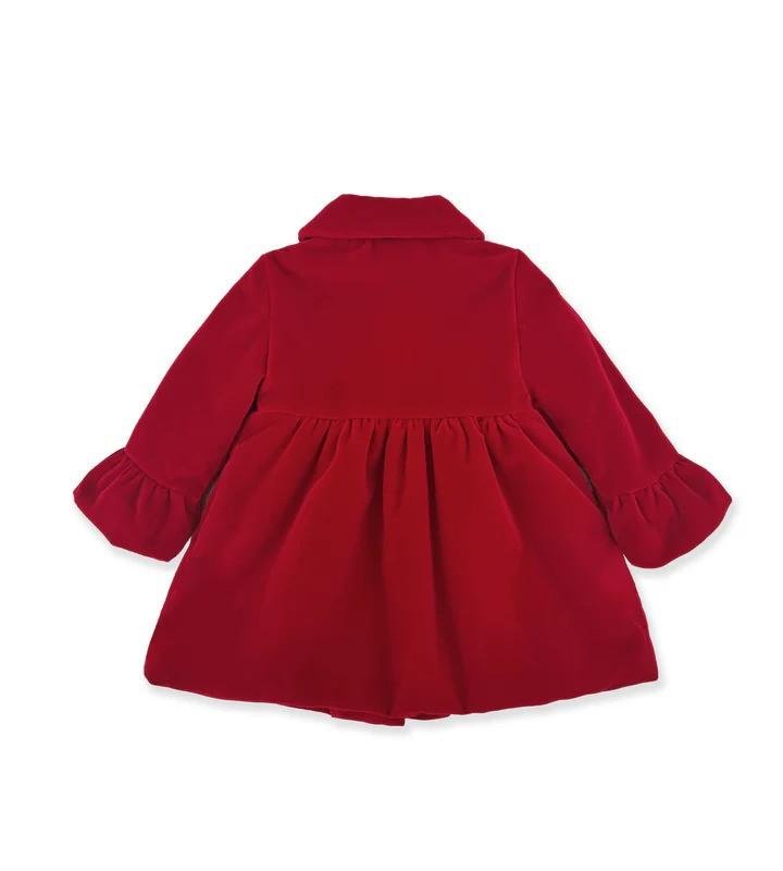 Cappotto per neonata La Stupenderia rosso con colletto alla Peter Pan - Rubino Kids