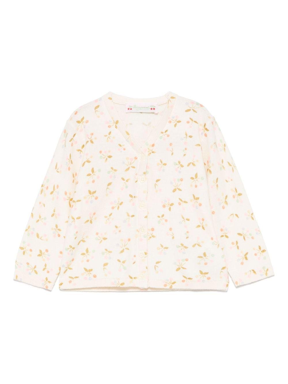 Cardigan Azia per neonata Bonpoint beige con scollo a V - Rubino Kids