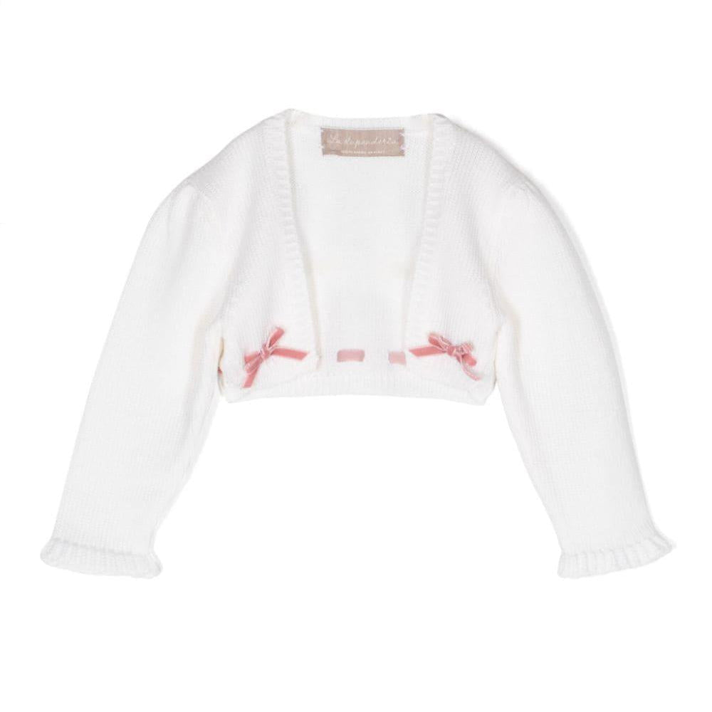 Cardigan crop per neonata La Stupenderia bianco con fiocco - Rubino Kids