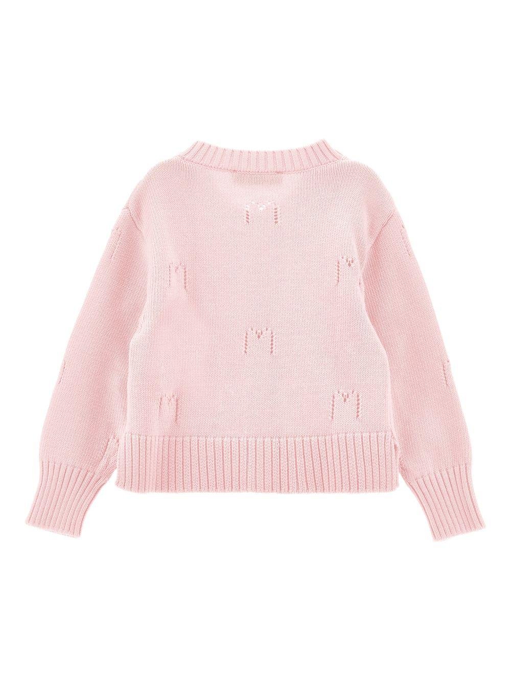 Cardigan per bambina Monnalisa rosa con dettaglio fiocchi - Rubino Kids
