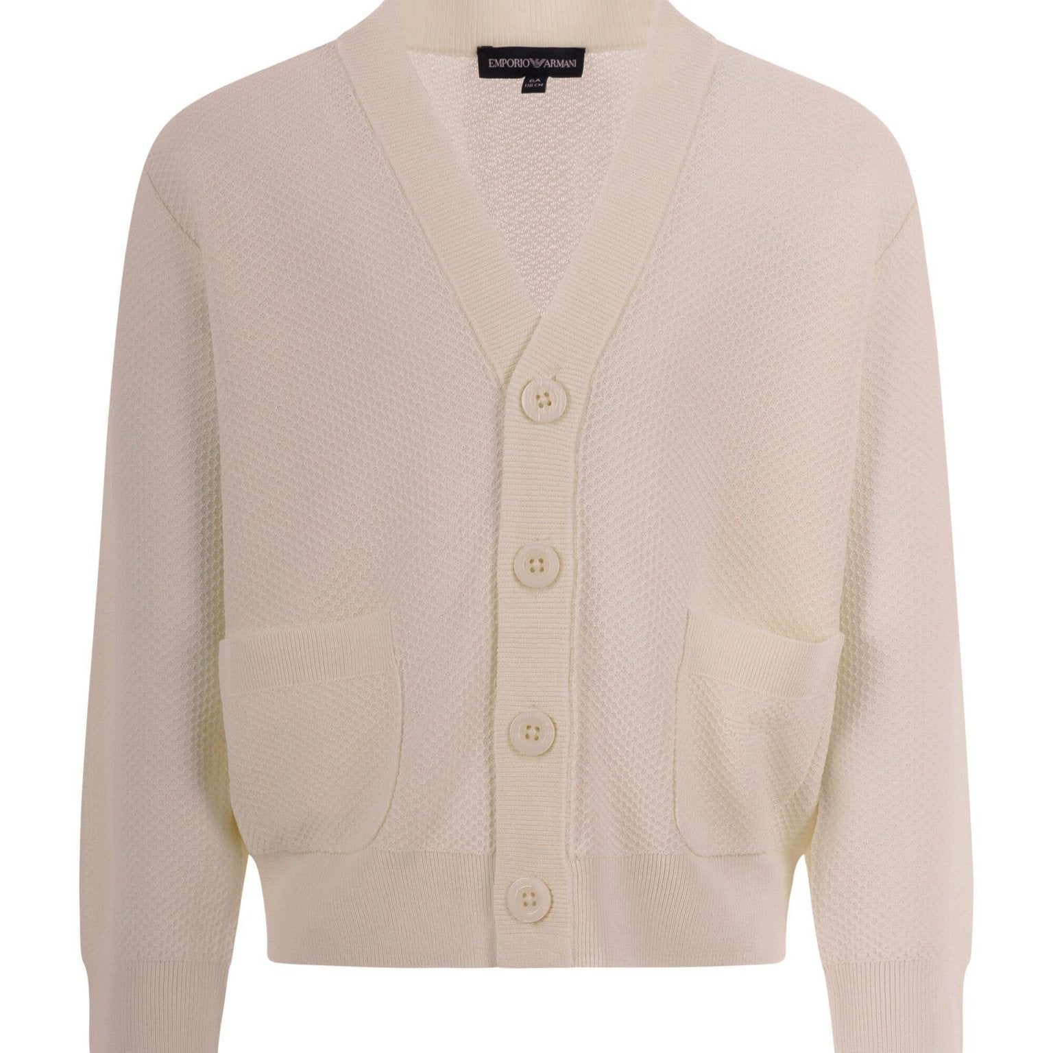 Cardigan per bambino Emporio Armani Kids beige con texture traforata - Rubino Kids