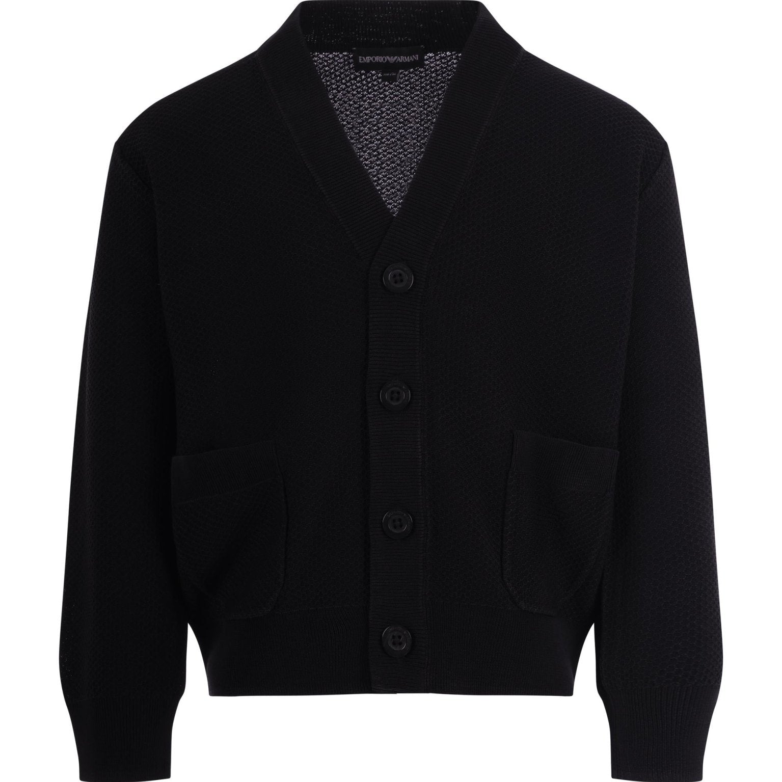 Cardigan per bambino Emporio Armani Kids blu con texture traforata - Rubino Kids