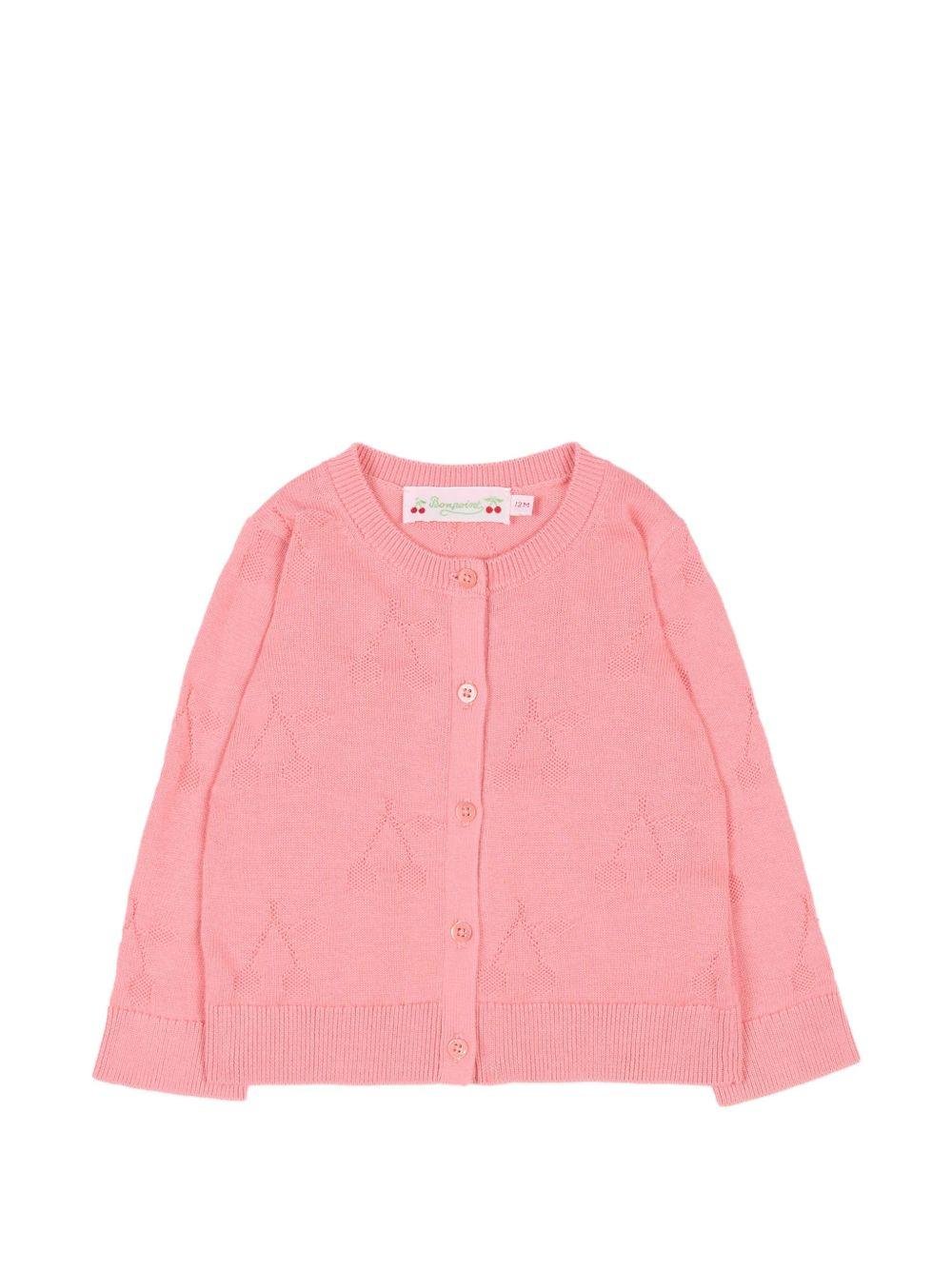 Cardigan per neonata Bonpoint rosa con dettaglio ciliegie - Rubino Kids