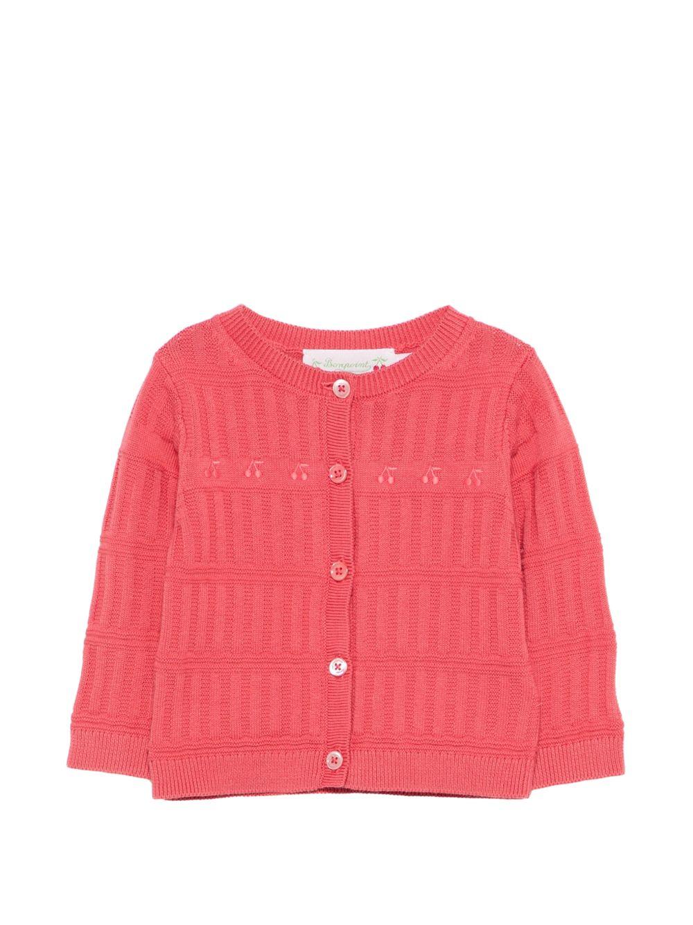 Cardigan per neonata Bonpoint rosa con ricamo ciliegie - Rubino Kids