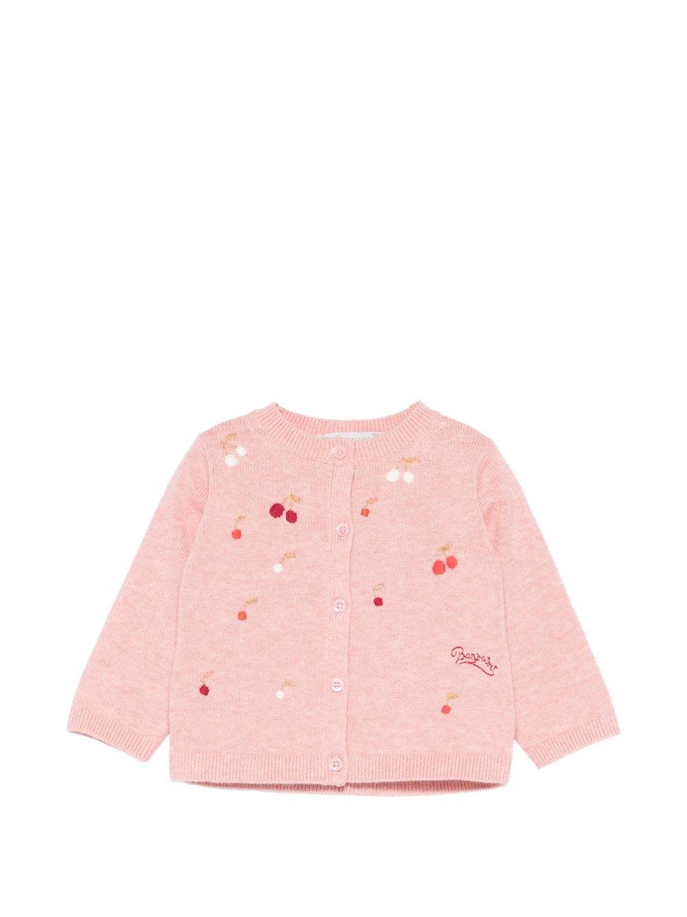 Cardigan per neonata Bonpoint rosa con ricamo ciliegie - Rubino Kids