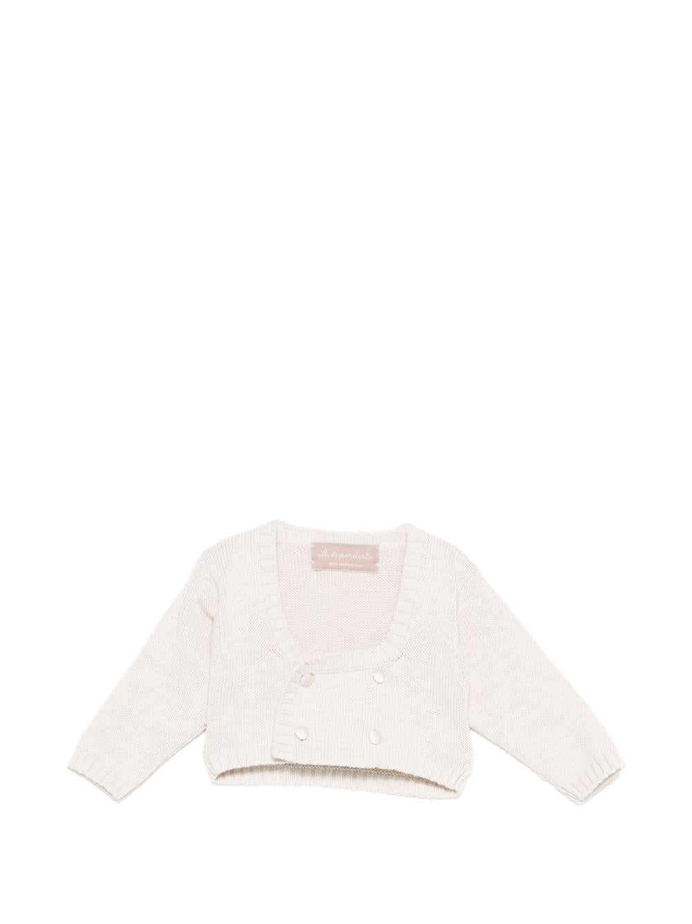 Cardigan per neonata La Stupenderia beige con scollo quadrato - Rubino Kids