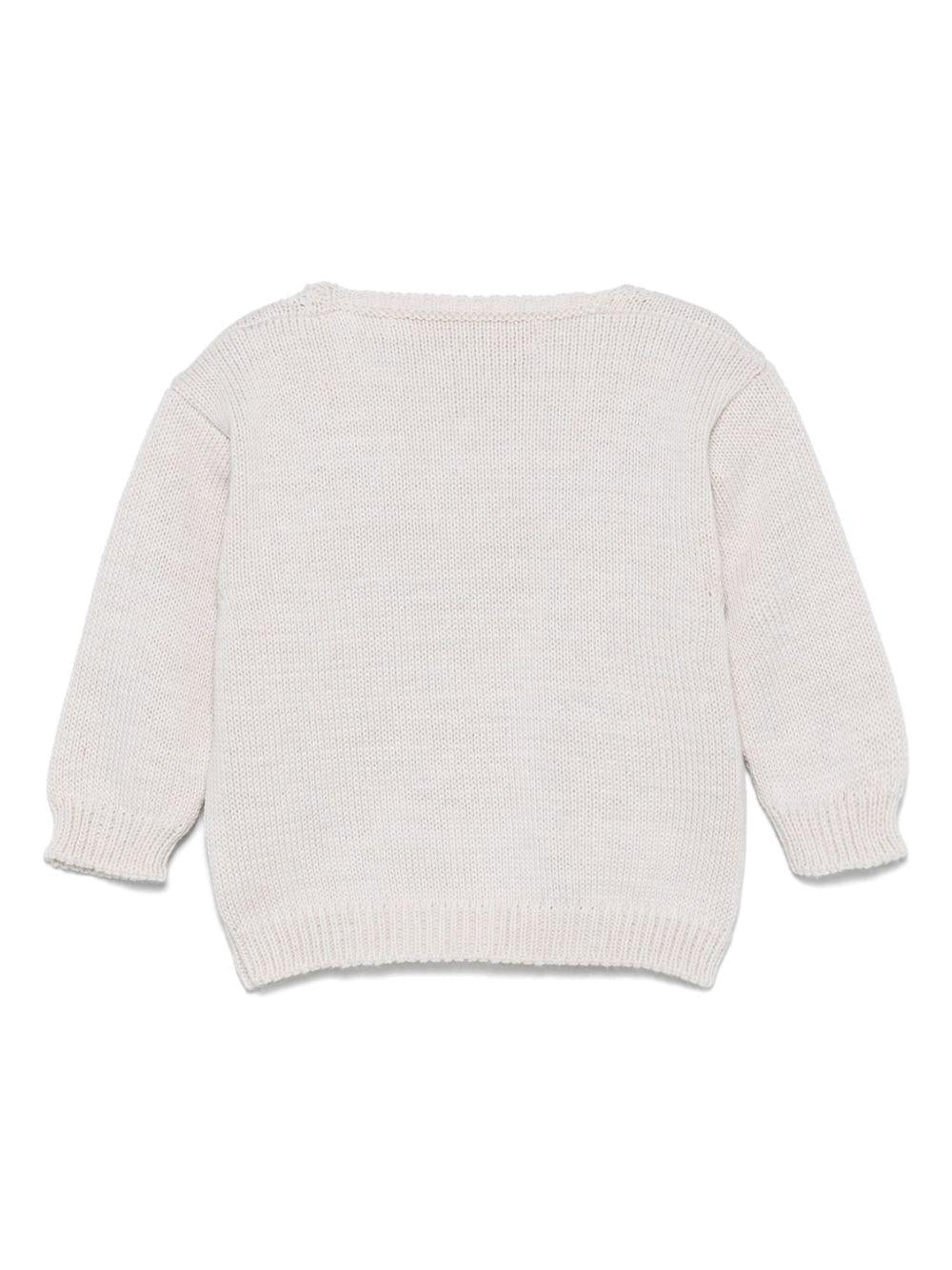 Cardigan per neonata La Stupenderia beige in cotone con tasca applicata sul petto - Rubino Kids