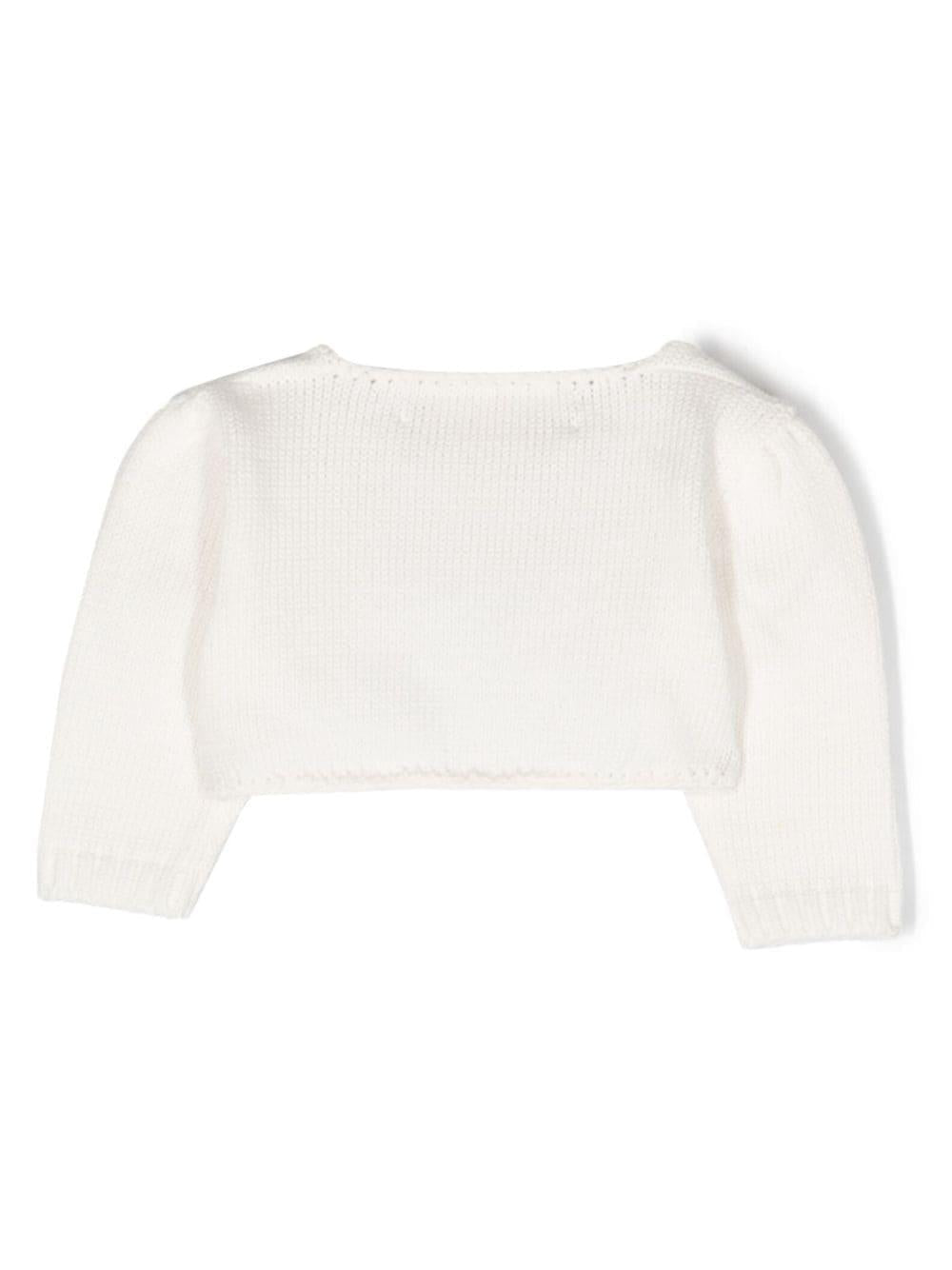 Cardigan per neonata La Stupenderia bianco con polsini a coste - Rubino Kids