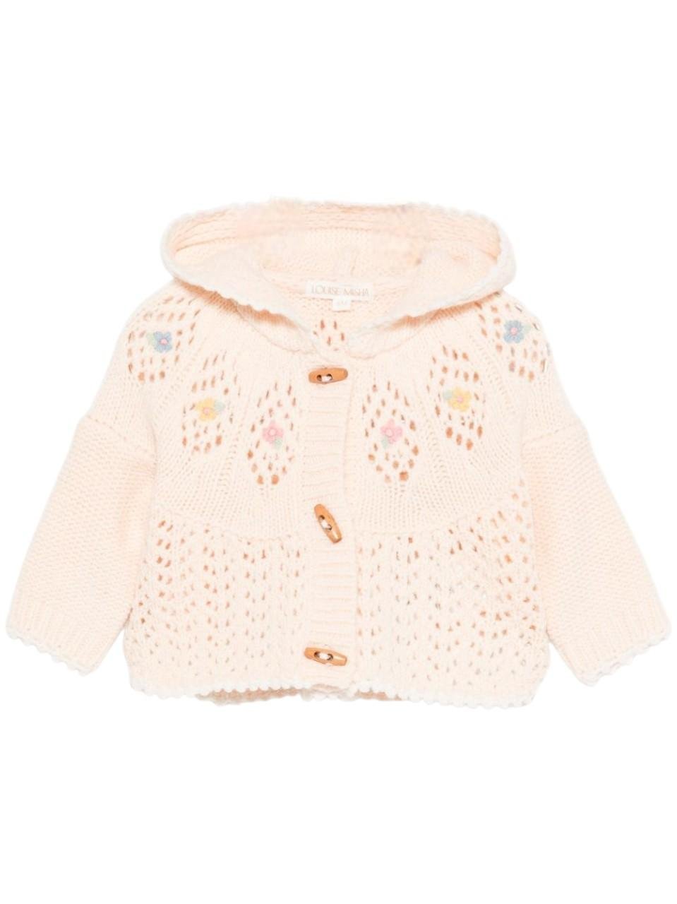 Cardigan per neonata Louise Misha rosa con ricamo floreale - Rubino Kids