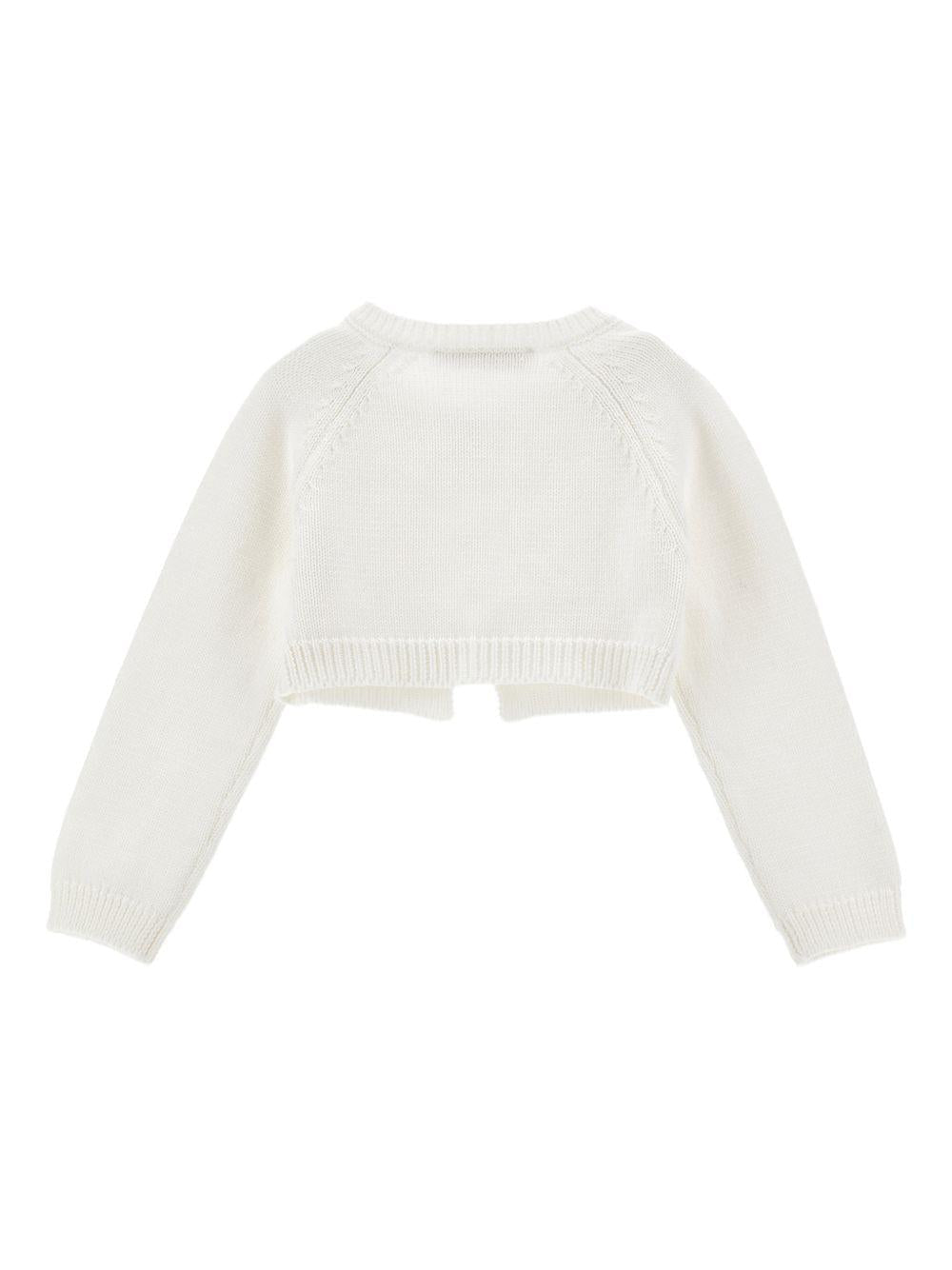 Cardigan per neonata Monnalisa bianco con dettaglio fiocco - Rubino Kids