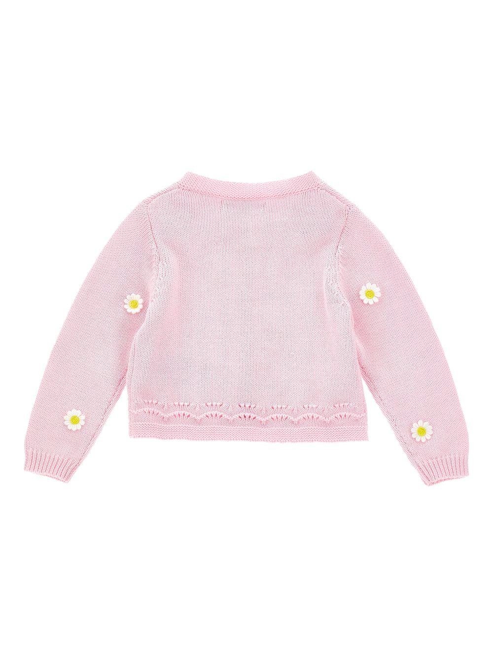 Cardigan per neonata Monnalisa rosa con decorazione con margherite - Rubino Kids