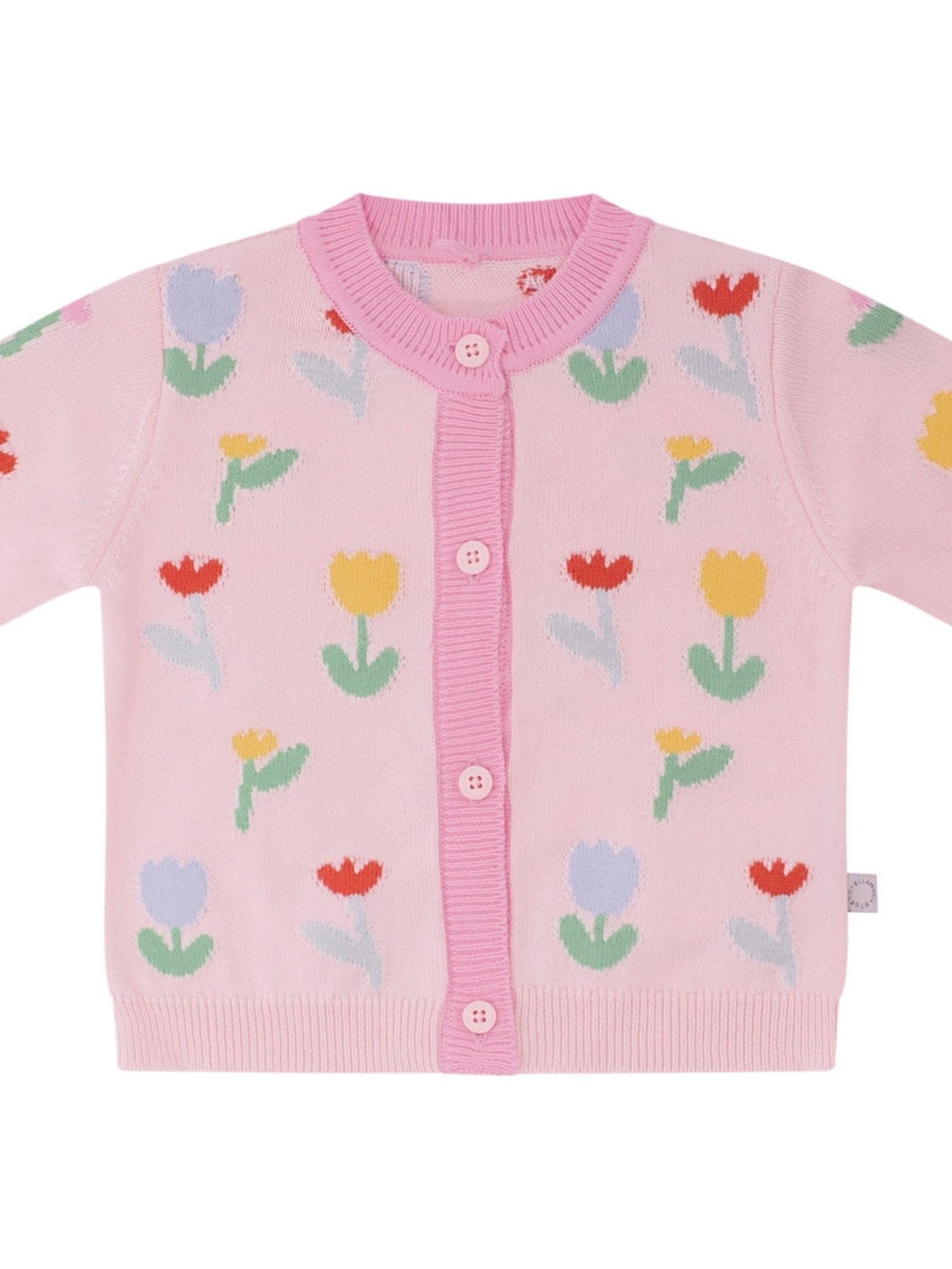 Cardigan per neonata Stella McCartney Kids rosa con ricamo fiori - Rubino Kids