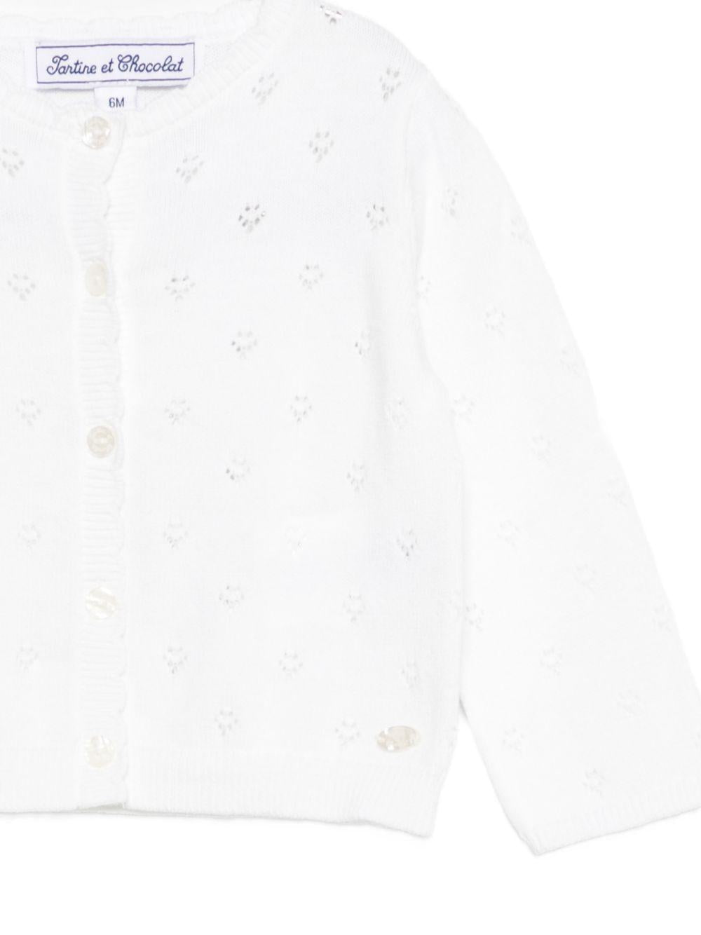 Cardigan per neonata Tartine & Chocolat bianco con deign traforato - Rubino Kids