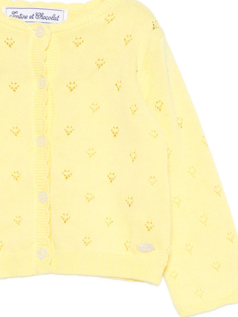 Cardigan per neonata Tartine Et Chocolat giallo con design traforato - Rubino Kids