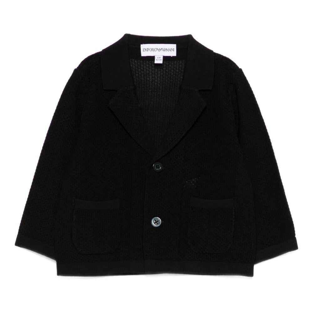 Cardigan per neonato Emporio Armani Kids blu con bottoni tascabili - Rubino Kids