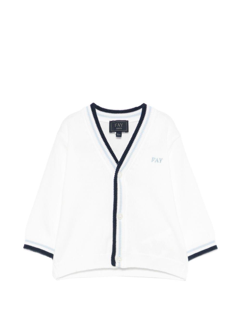 Cardigan per neonato Fay Kids bianco con dettagli blu e azzurri - Rubino Kids