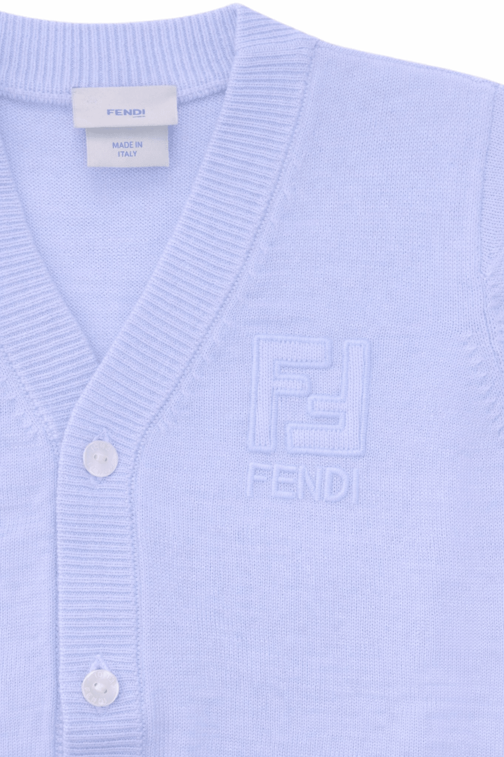 Cardigan per neonato Fendi Kids azzurro con logo FF sul davanti - Rubino Kids