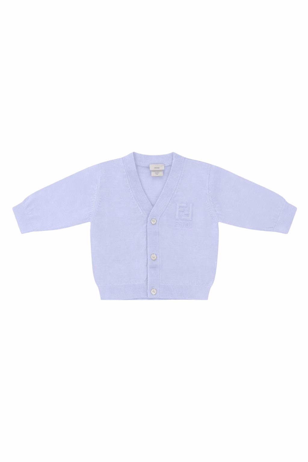 Cardigan per neonato Fendi Kids azzurro con logo FF sul davanti - Rubino Kids