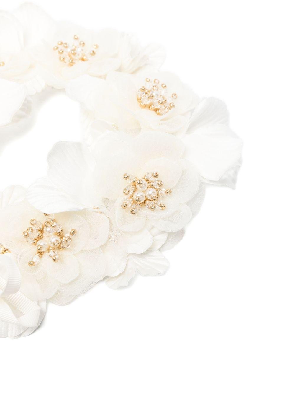 Cerchietto per bambina Bonpoint bianco con dettagli floreali - Rubino Kids