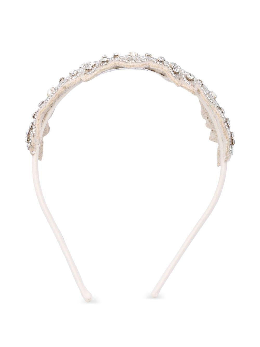 Cerchietto per bambina Bonpoint Laure beige con decorazione - Rubino Kids