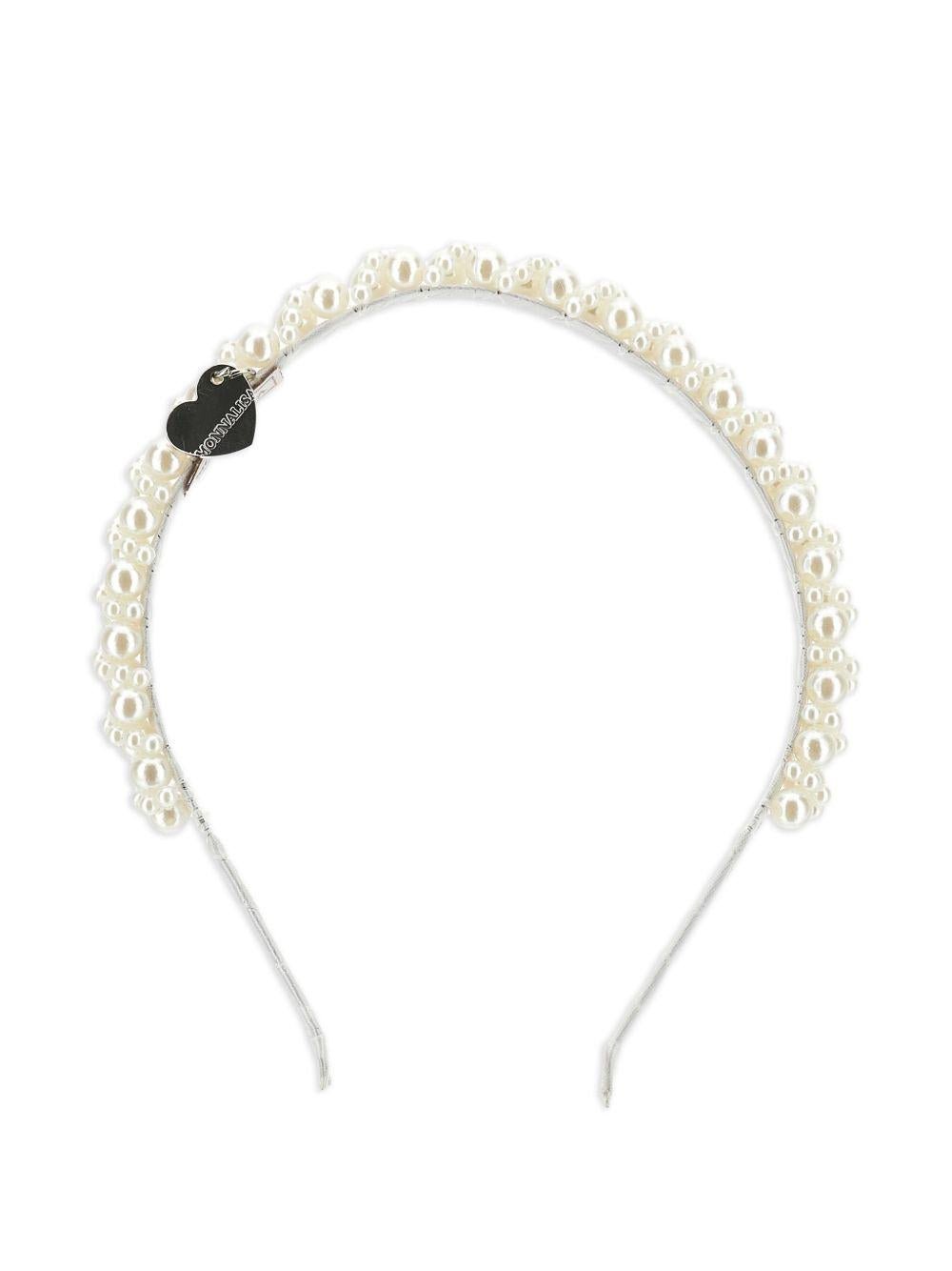 Cerchietto per bambina Monnalisa bianco con decorazione di perle - Rubino Kids