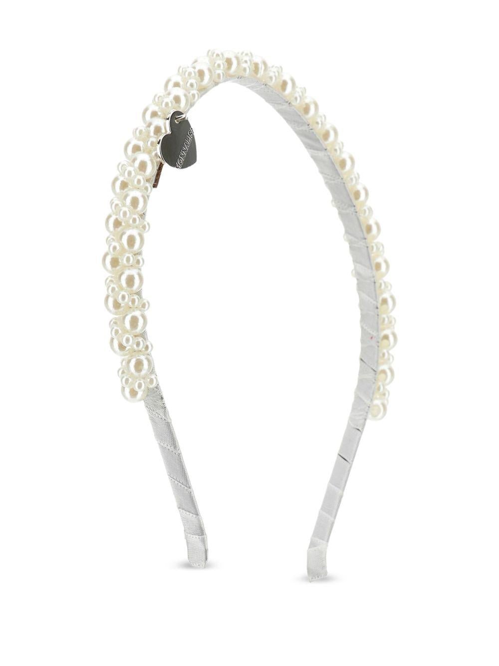 Cerchietto per bambina Monnalisa bianco con decorazione di perle - Rubino Kids