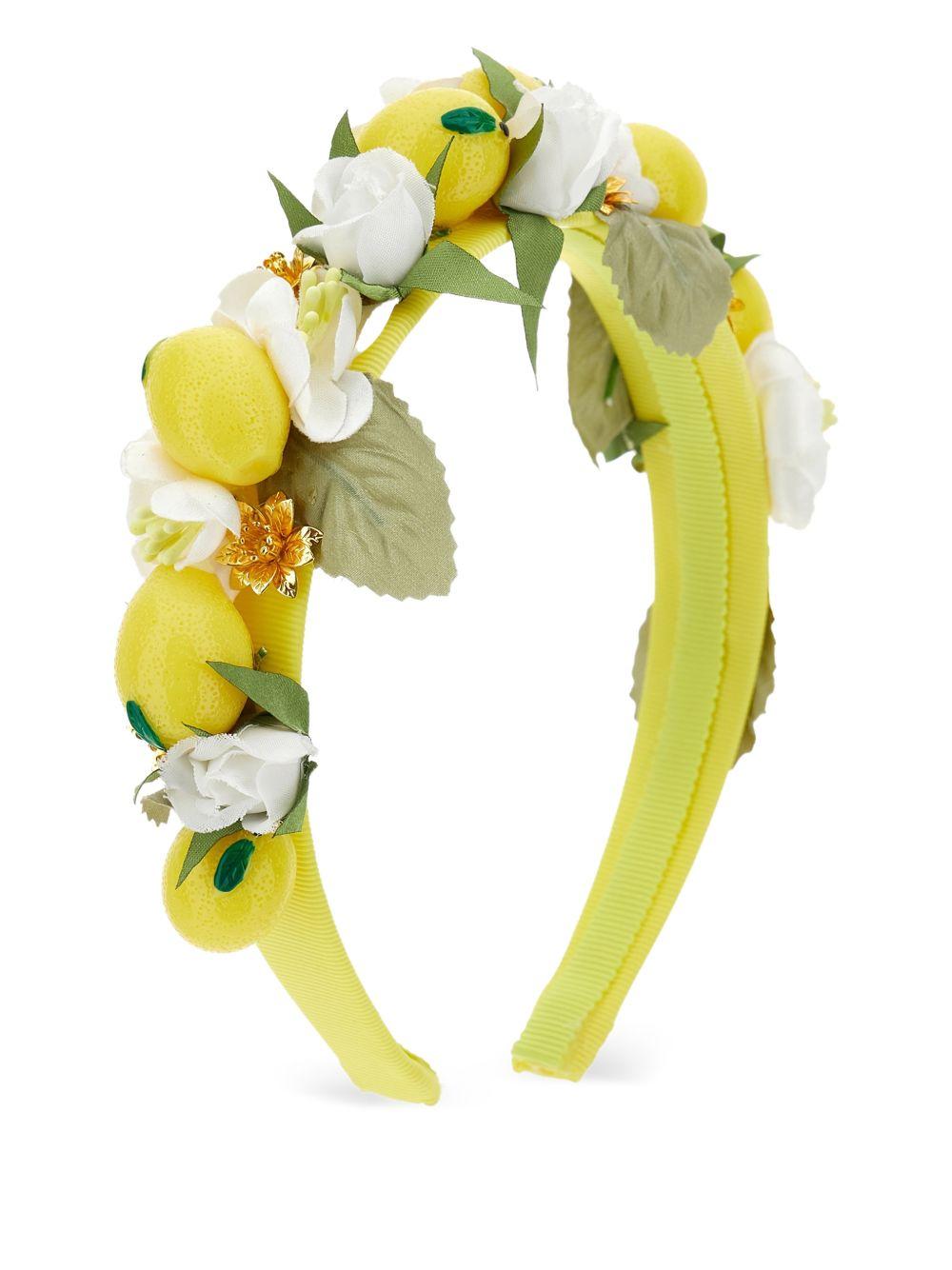 Cerchietto per bambina Monnalisa giallo con decorazione a fiori - Rubino Kids