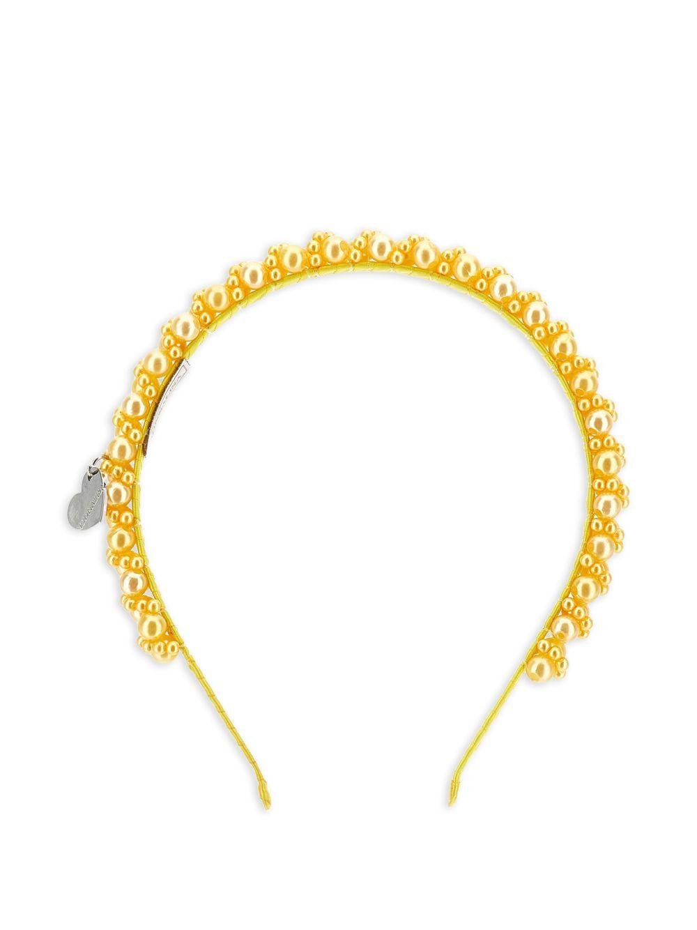 Cerchietto per bambina Monnalisa giallo con decorazione di perle - Rubino Kids