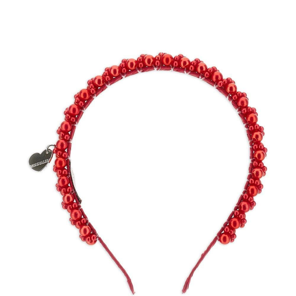 Cerchietto per bambina Monnalisa rosso con decorazione di perle - Rubino Kids