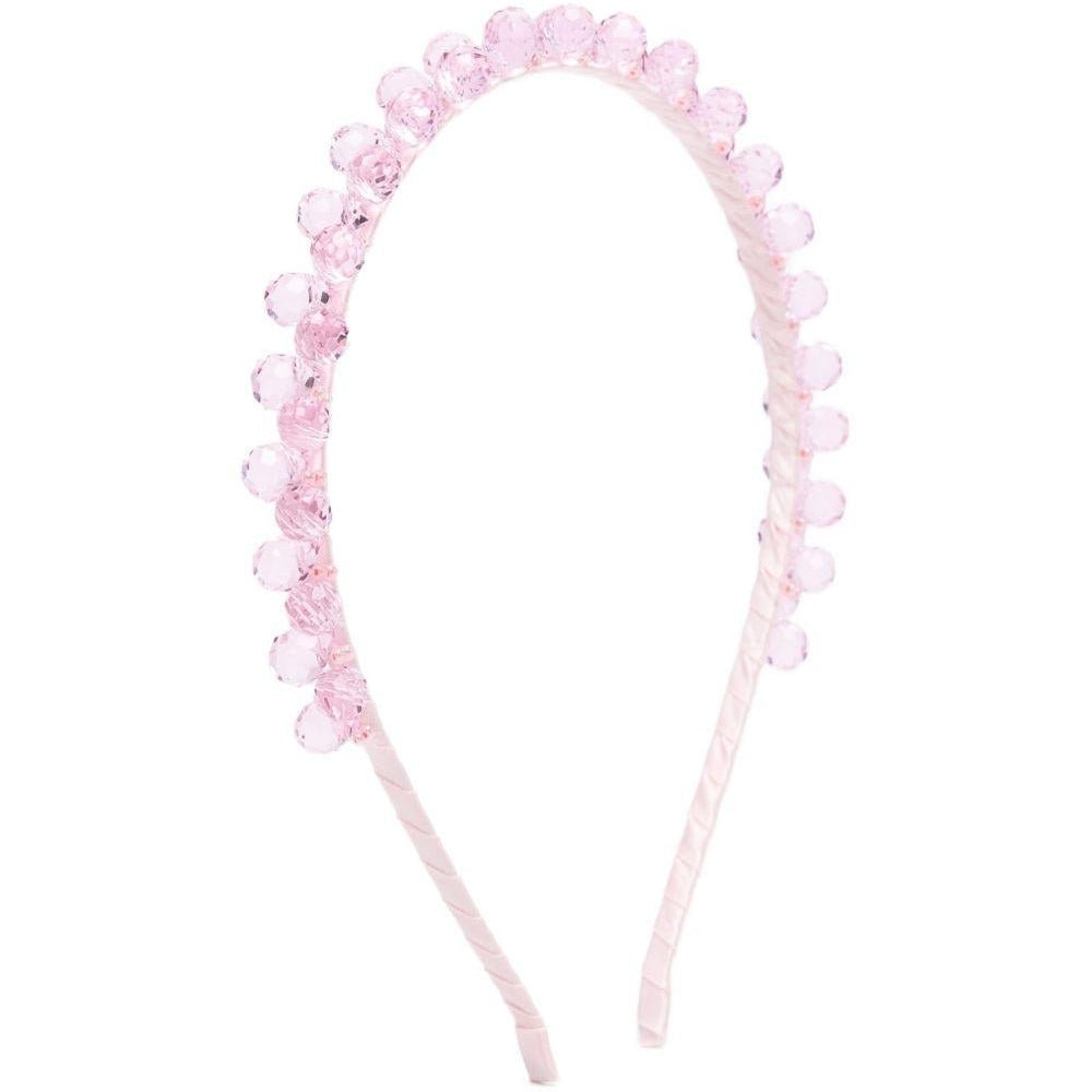Cerchietto per capelli per bambina Ermanno Scervino Junior rosa con decorazione a perline - Rubino Kids