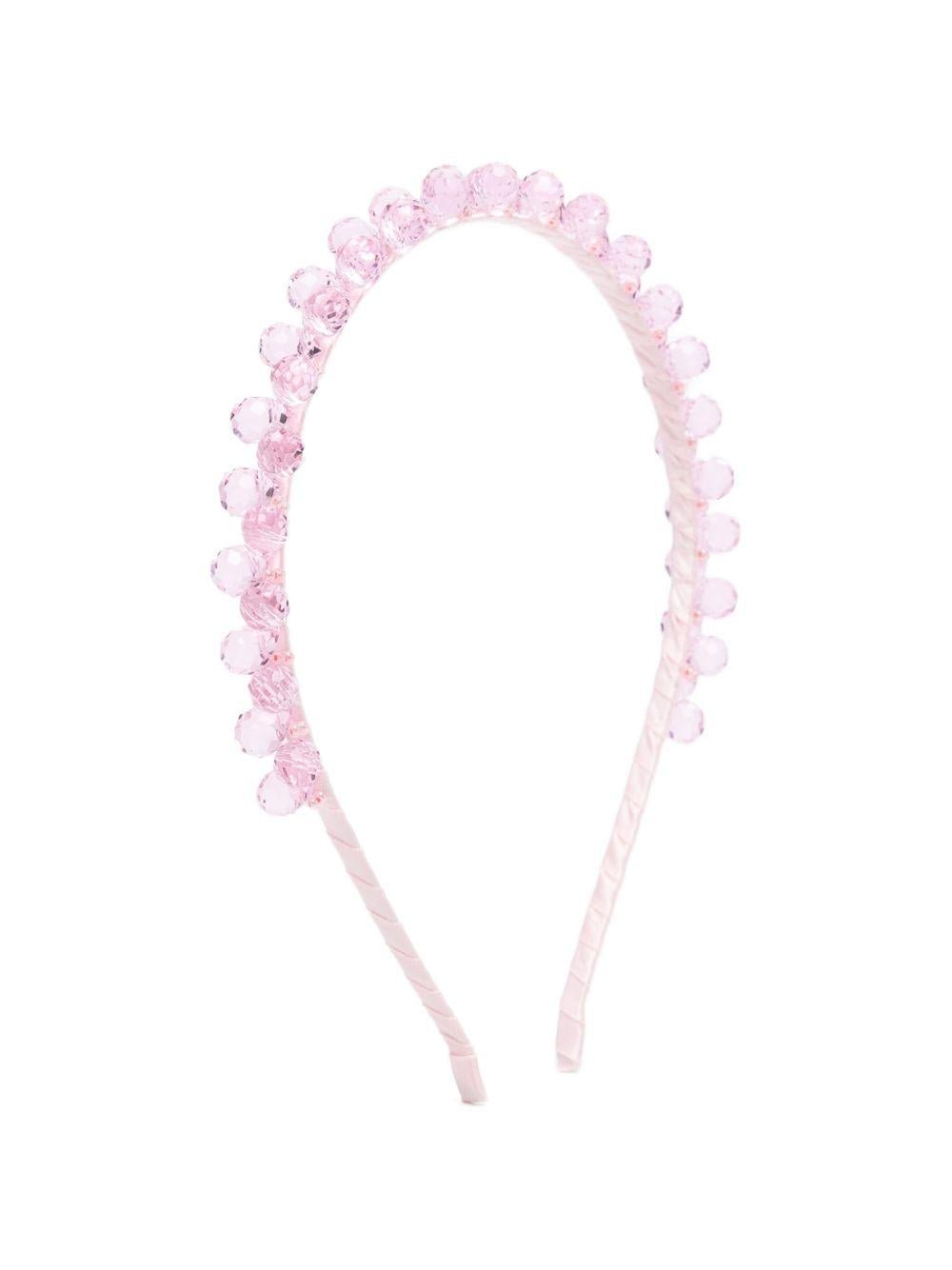 Cerchietto per capelli per bambina Ermanno Scervino Junior rosa con decorazione a perline - Rubino Kids