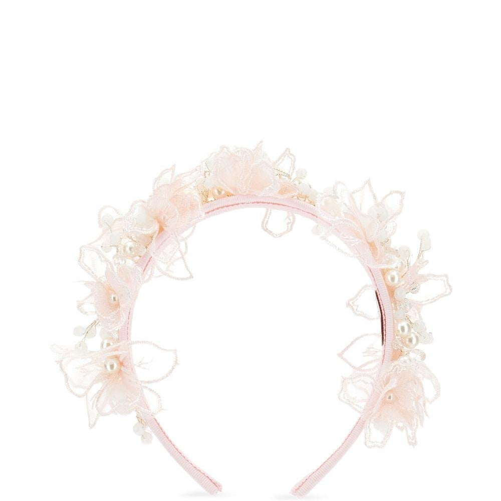 Cerchietto per capelli per bambina Monnalisa rosa con dettaglio floreale - Rubino Kids