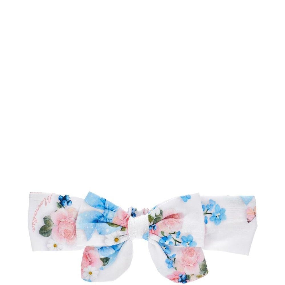 Cerchietto per neonata Monnalisa bianco con stampa fiori - Rubino Kids