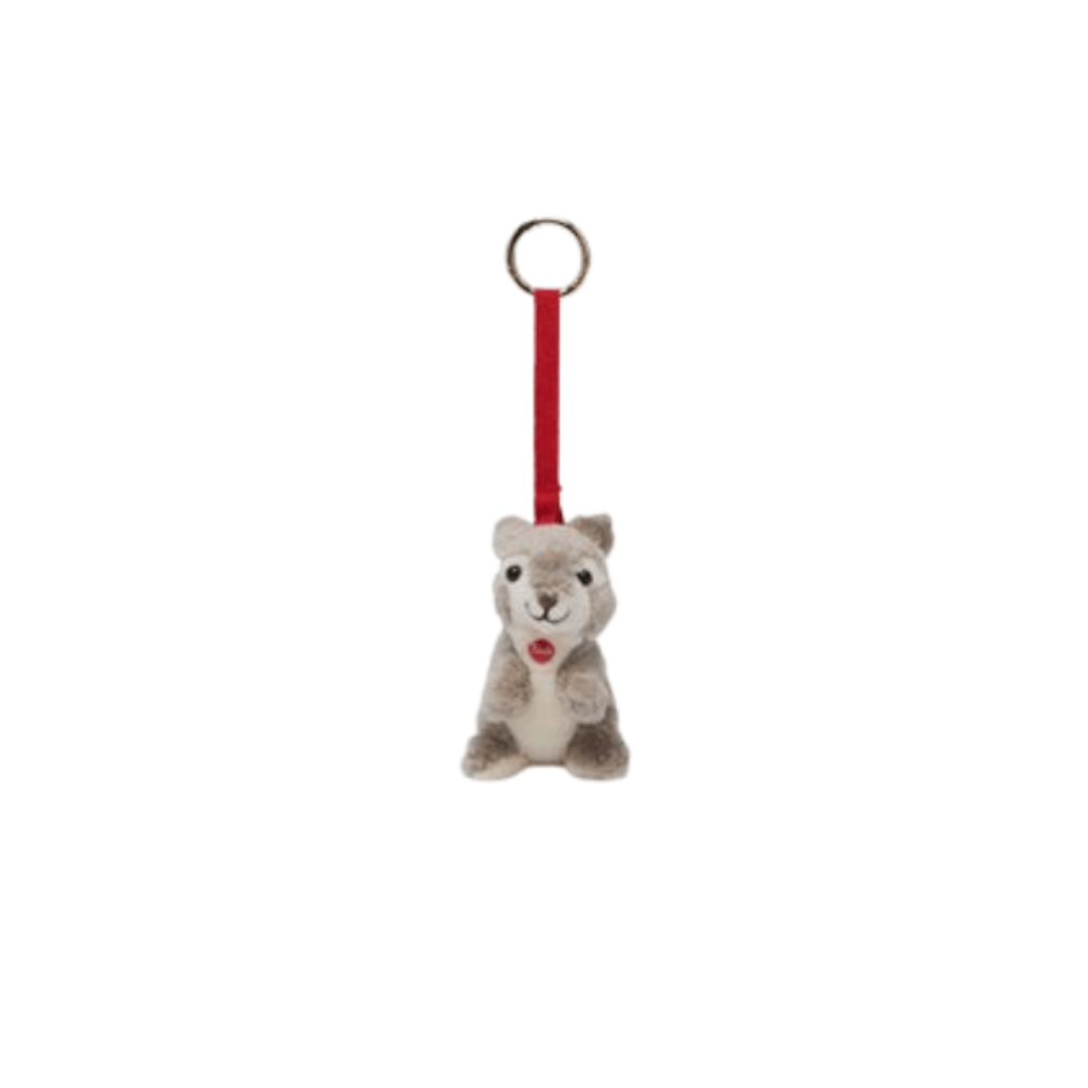 Charm con mini scoiattolo peluche per bambini MC2 ST. Barth Kids beige con dettaglio laccio rosso - Rubino Kids
