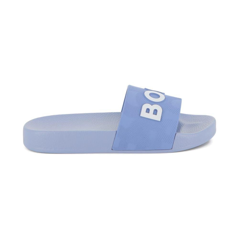 Ciabatte da bambino Boss Kids azzurre con logo - Rubino Kids