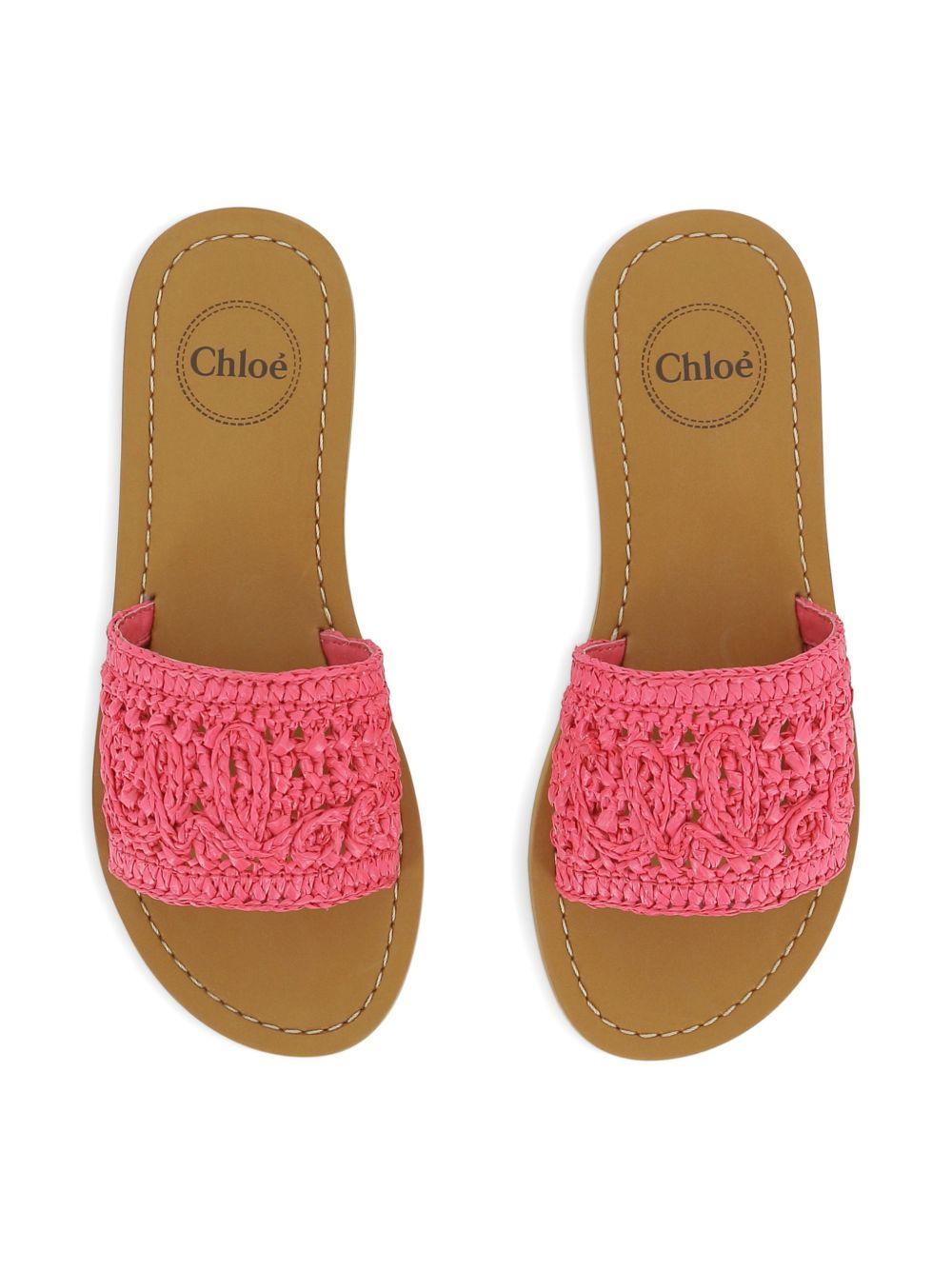 Ciabatte per bambina Chloé Kids Rosette fucsia a punta aperta - Rubino Kids