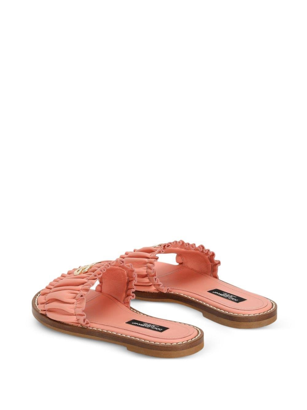 Ciabatte per bambina Dolce & Gabbana Kids rosa con dettaglio logo dorato sul davanti - Rubino Kids