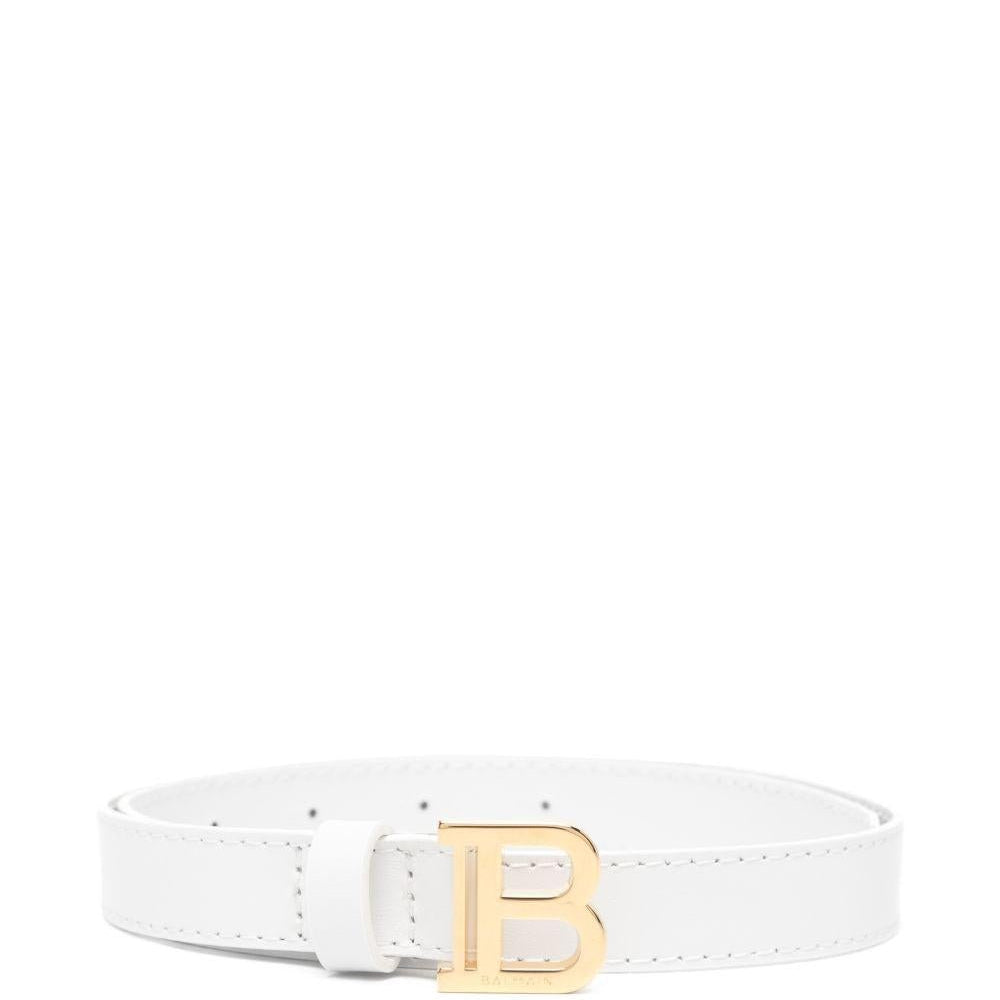 Cintura per bambina Balmain Kids bianca con fibbia logo - Rubino Kids