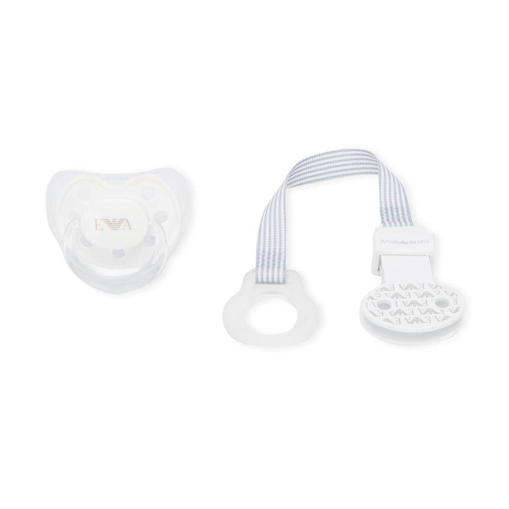 Ciuccio per neonati Emporio Armani Kids bianco con stampa - Rubino Kids