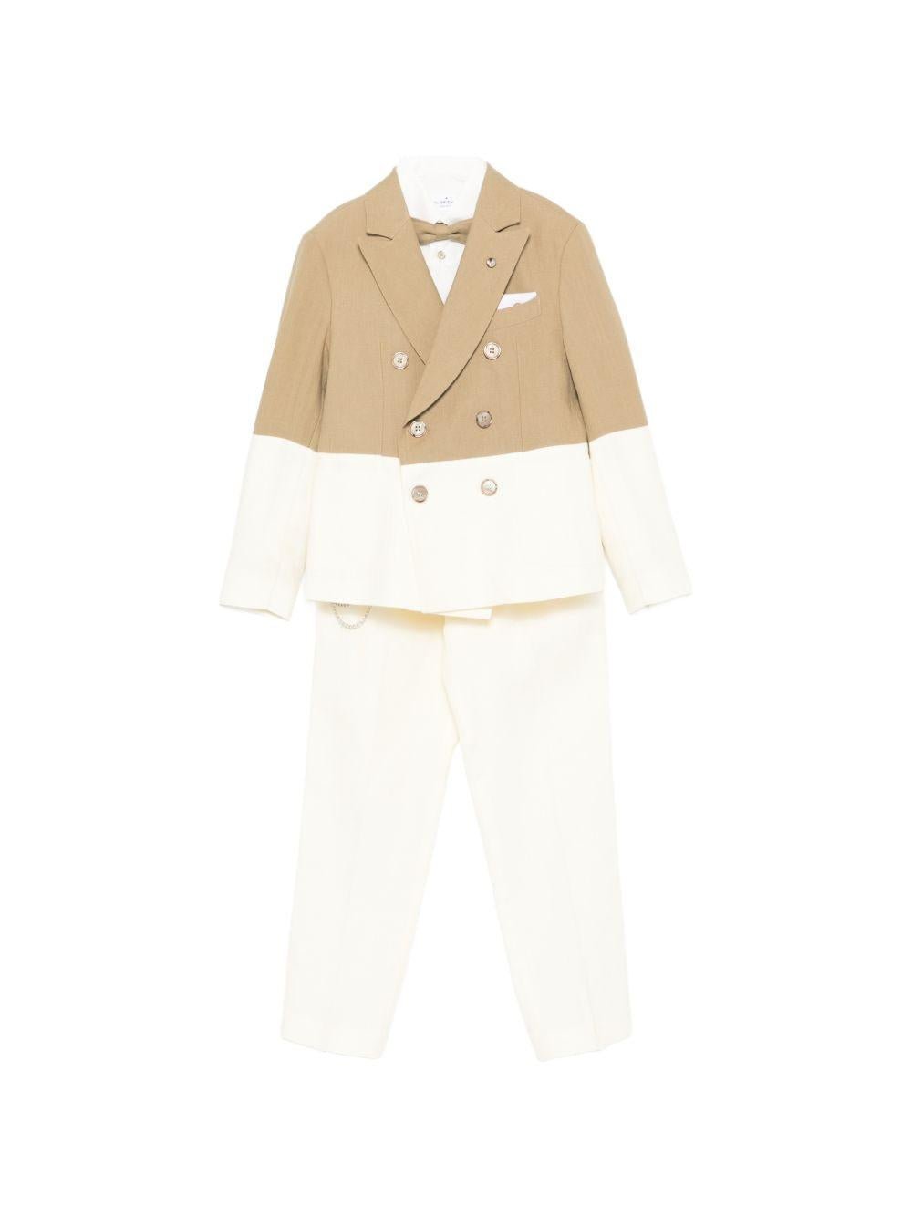 Completo per bambino Colorichiari beige con design color - block - Rubino Kids