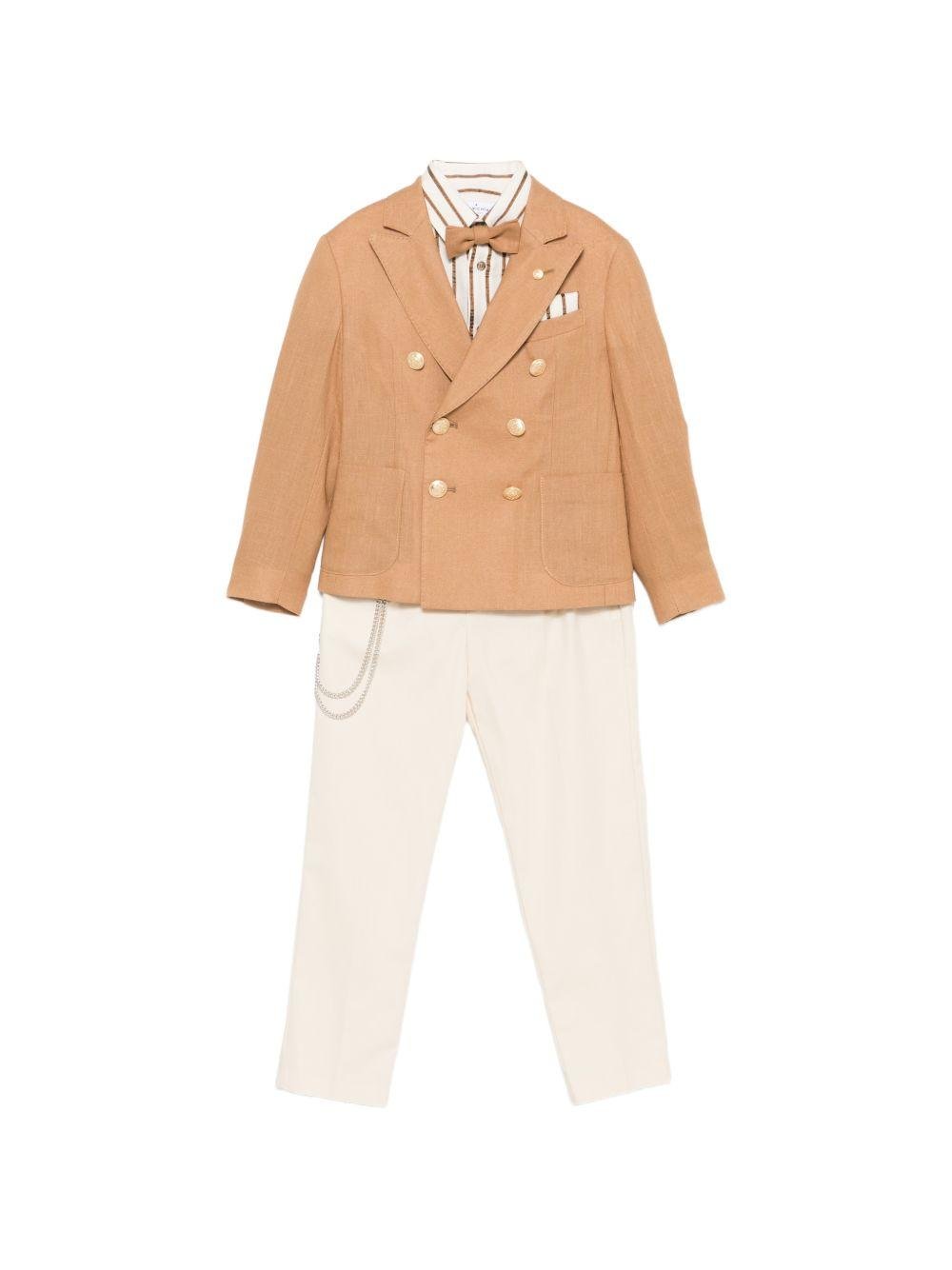 Completo per bambino Colorichiari marrone con bottoni color oro - Rubino Kids