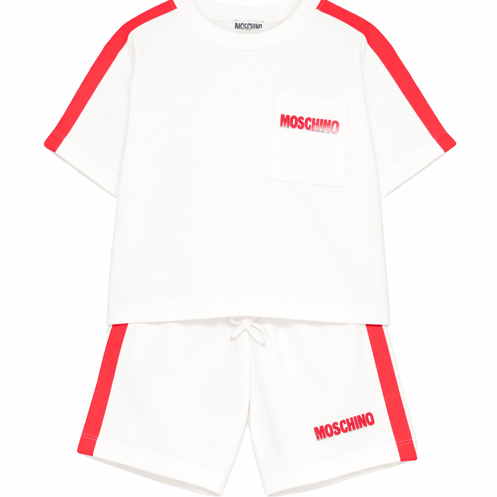 Completo per bambino Moschino Kids bianco con dettagli a contrasto - Rubino Kids