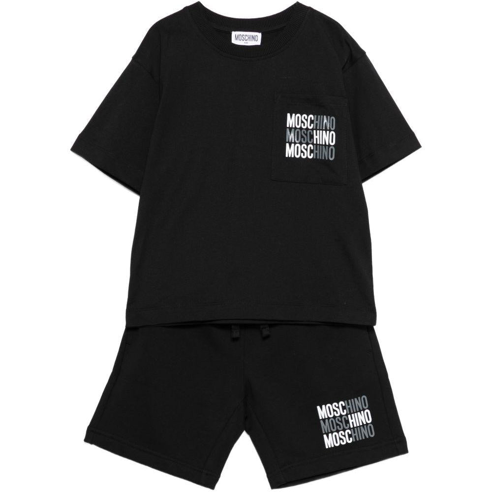 Completo per bambino Moschino Kids nero con logo sul davanti - Rubino Kids