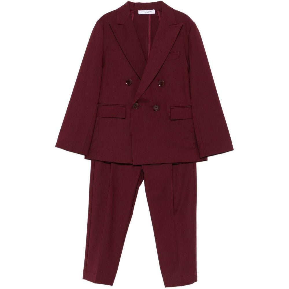 Completo per bambino Paolo Pecora Kids rosso ciliegia modello doppiopetto - Rubino Kids