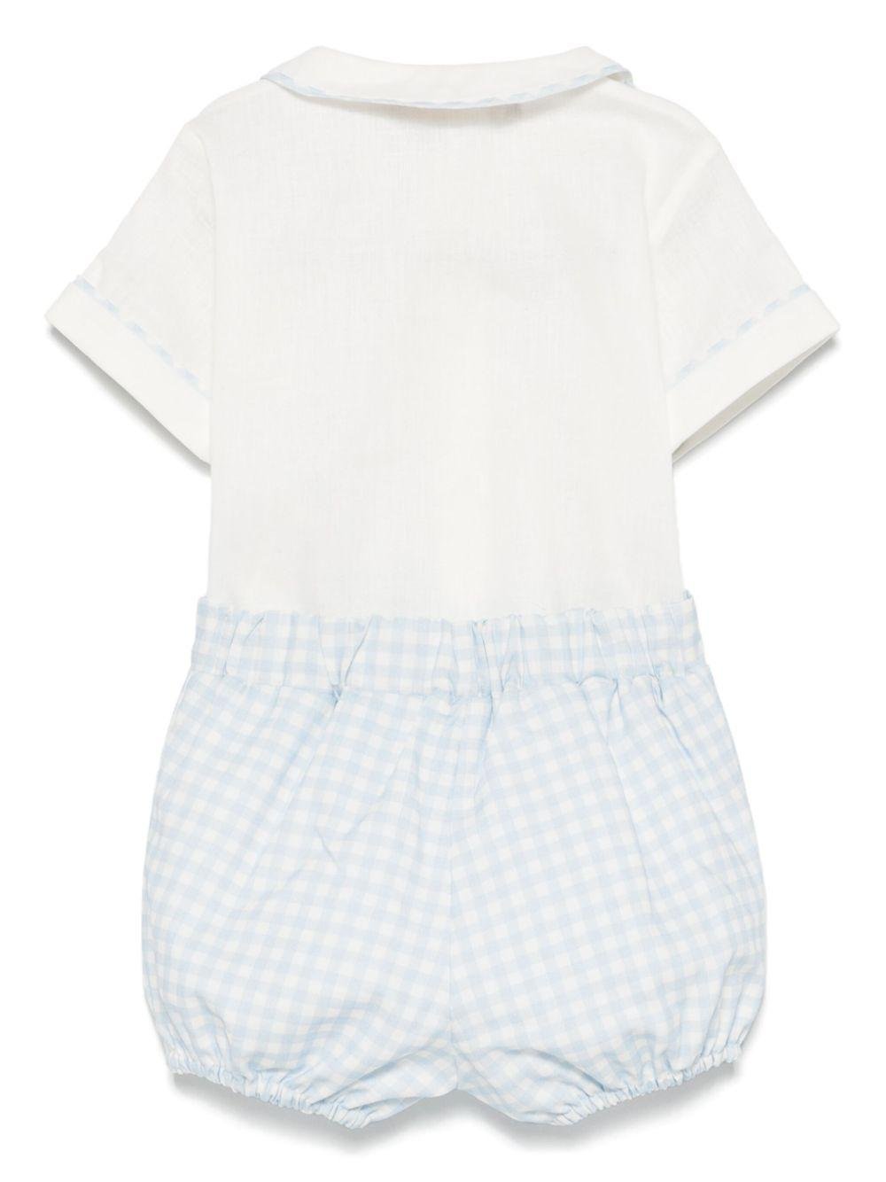 Completo per neonato La Stupenderia bianco a quadretti con colletto Peter Pan - Rubino Kids