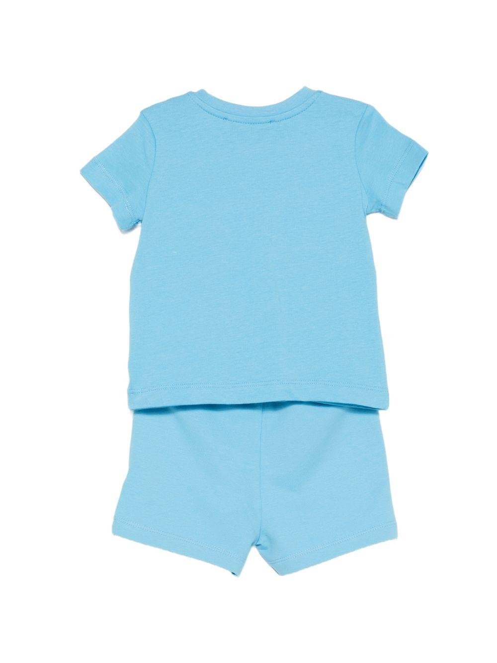 Completo per neonato MSGM Kids azzurro con stampa logo a contrasto - Rubino Kids