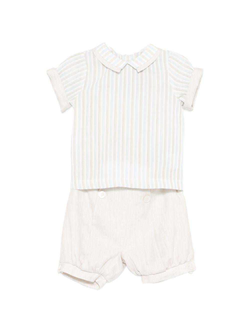 Completo t-shirt e shorts per neonato La Stupenderia multicolore con motivo a righe - Rubino Kids