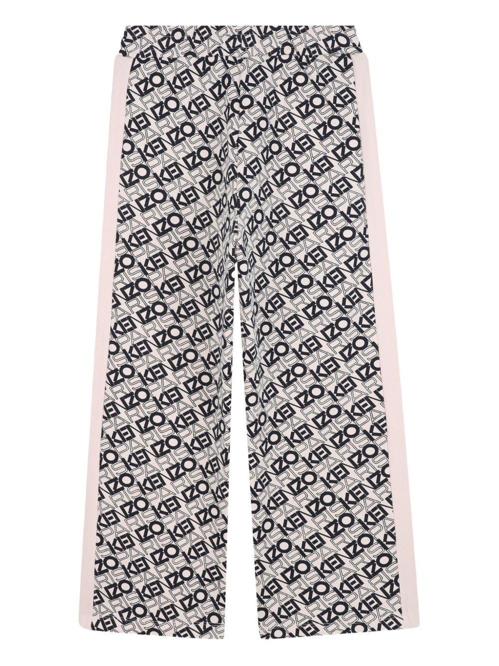 Completo tuta sportiva per bambina Kenzo Kids rosa con stampa con logo all - over - Rubino Kids