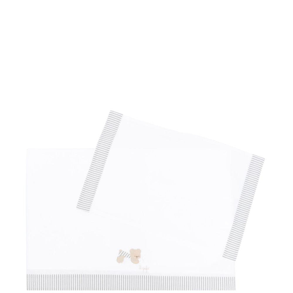 Coperta con orli a righe per neonato Il Gufo bianco con bordo a righe - Rubino Kids