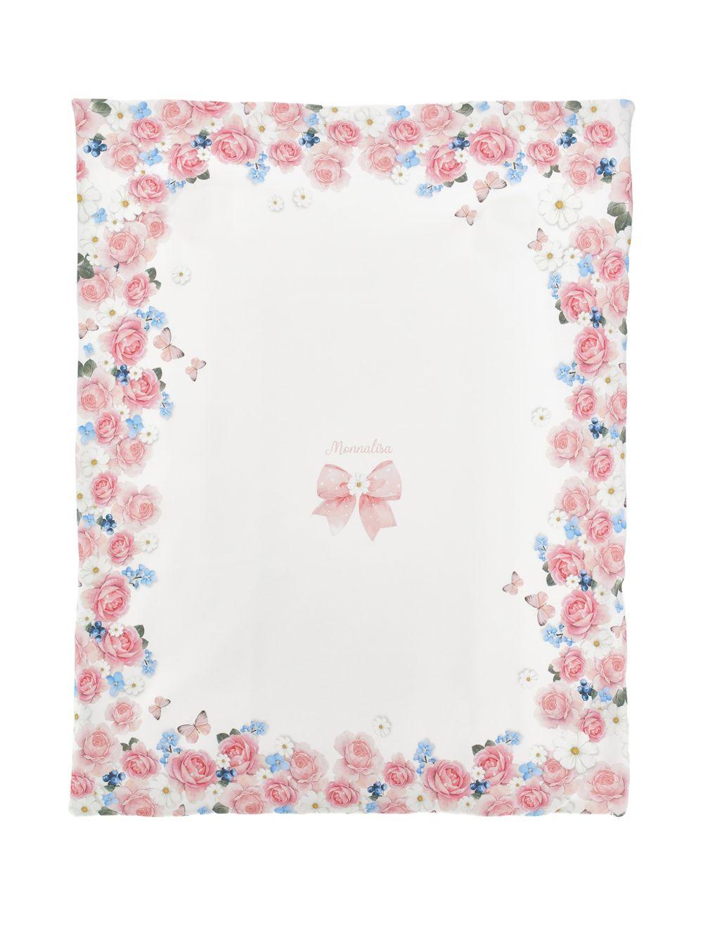 Coperta per neonata Monnalisa bianca con stampa a fiori all - over - Rubino Kids